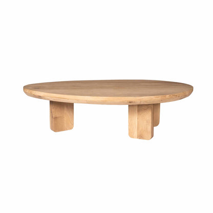 Salontafel Zillah naturel eikenhout, vooraanzicht op witte achtergrond