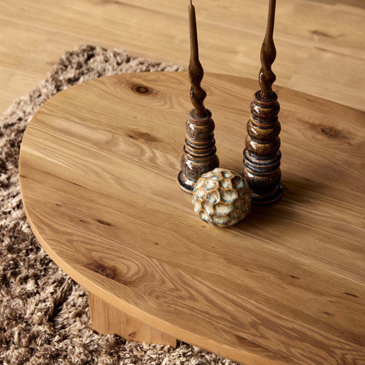 Salontafel Zillah naturel eikenhout, detail van het materiaal
