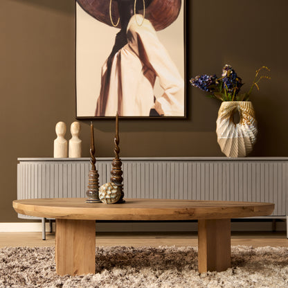 Salontafel Zillah naturel eikenhout, vooraanzicht in een interieur