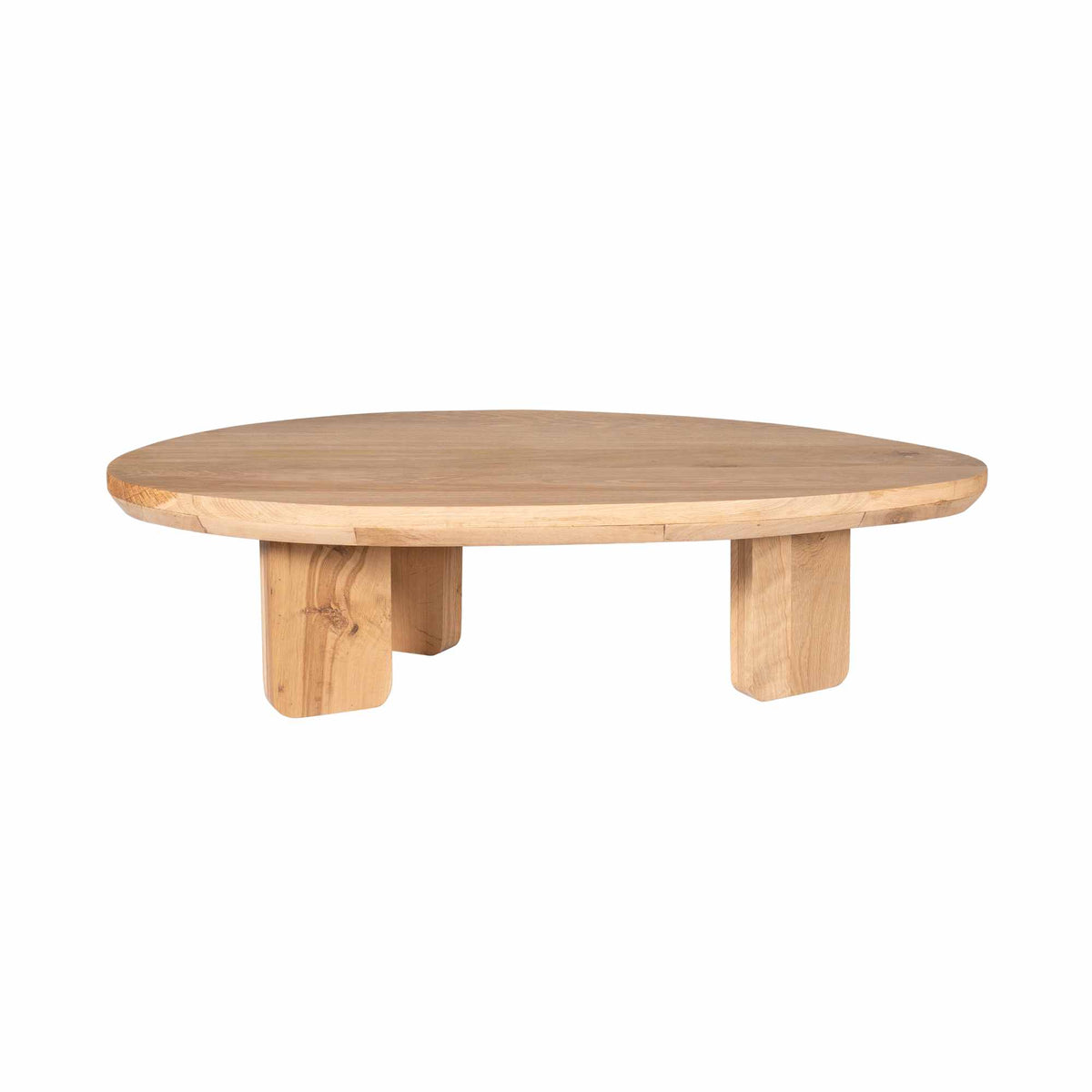Salontafel Zillah naturel eikenhout, vooraanzicht op witte achtergrond