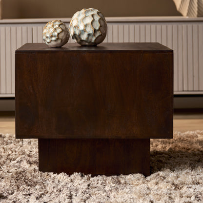 Salontafel Livia | Bruin | Mangohout — Zijaanzicht - sfeer