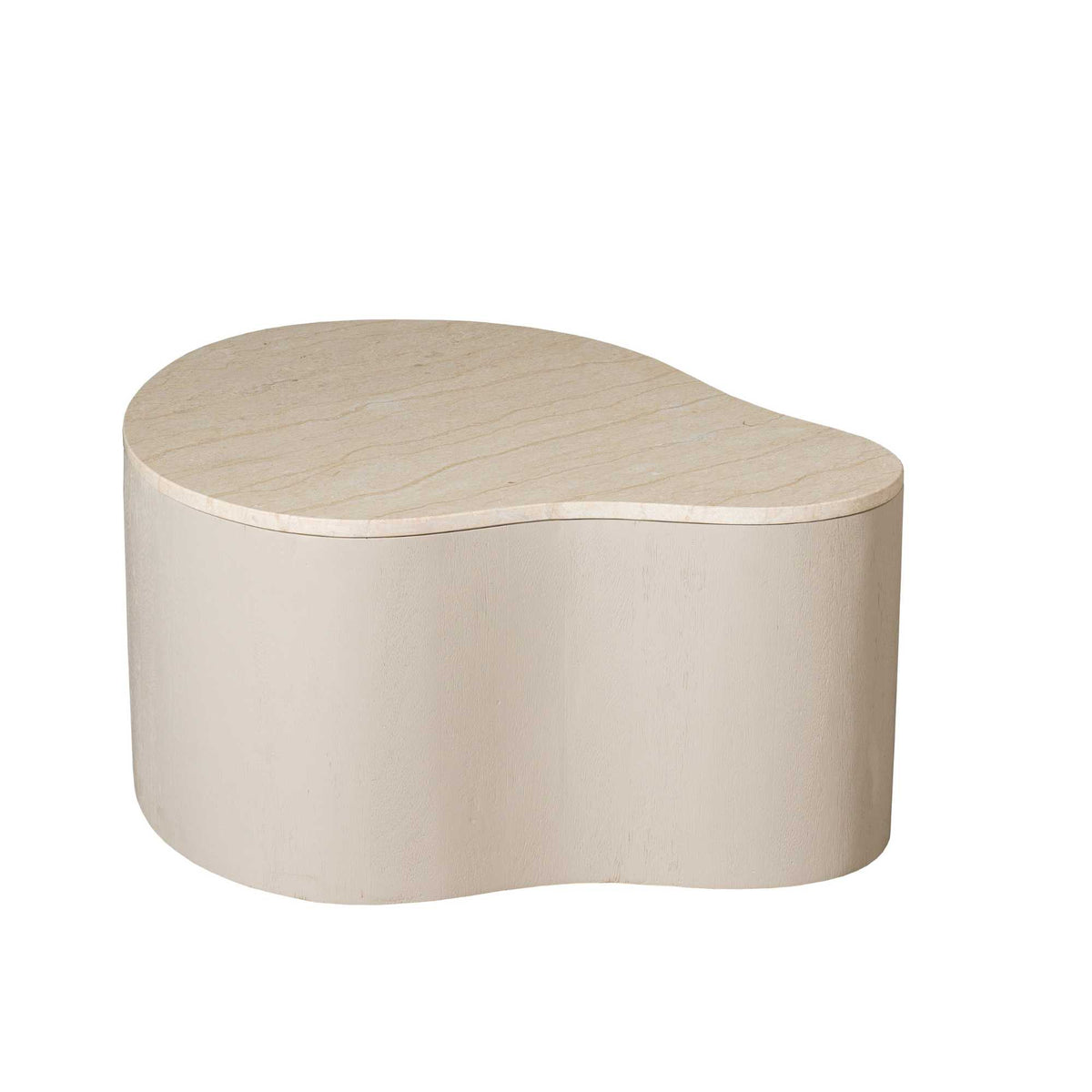 Salontafel Lovi zand mangohout 77 cm, zijaanzicht op witte achtergrond