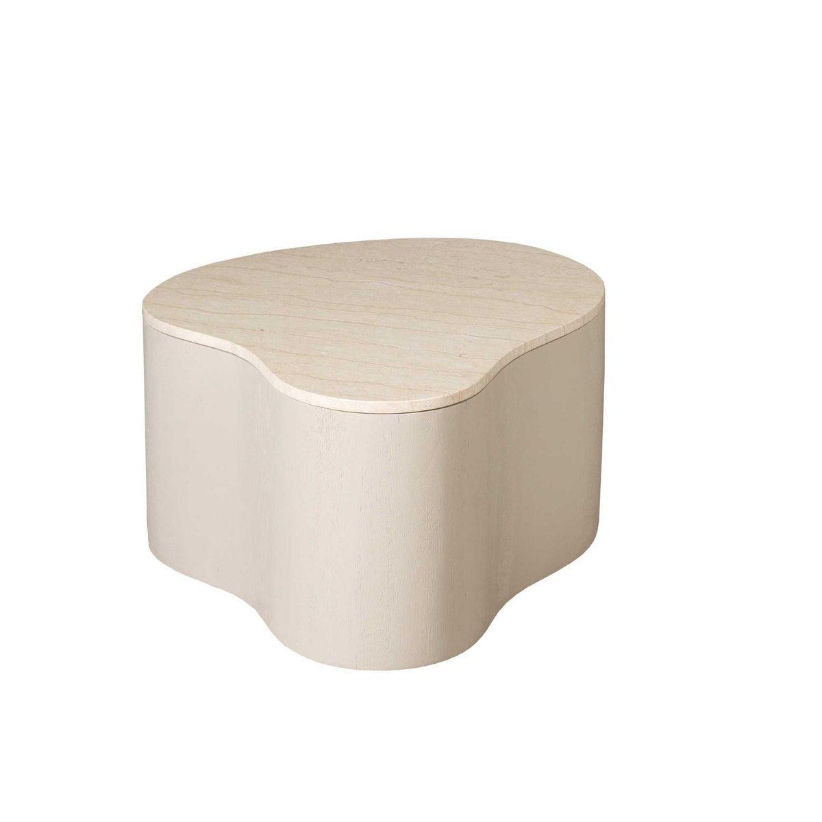 Salontafel Lovi zand mangohout 77 cm, vooraanzicht op witte achtergrond