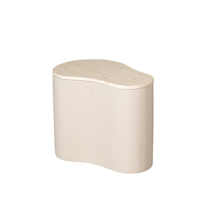 Salontafel Lovi zand mangohout 50 cm, zijaanzicht op witte achtergrond