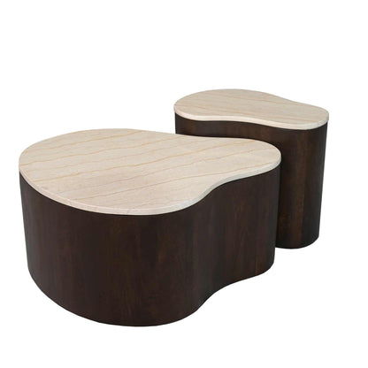 Salontafel Lovi bruin mangohout 50 cm in een interieur
