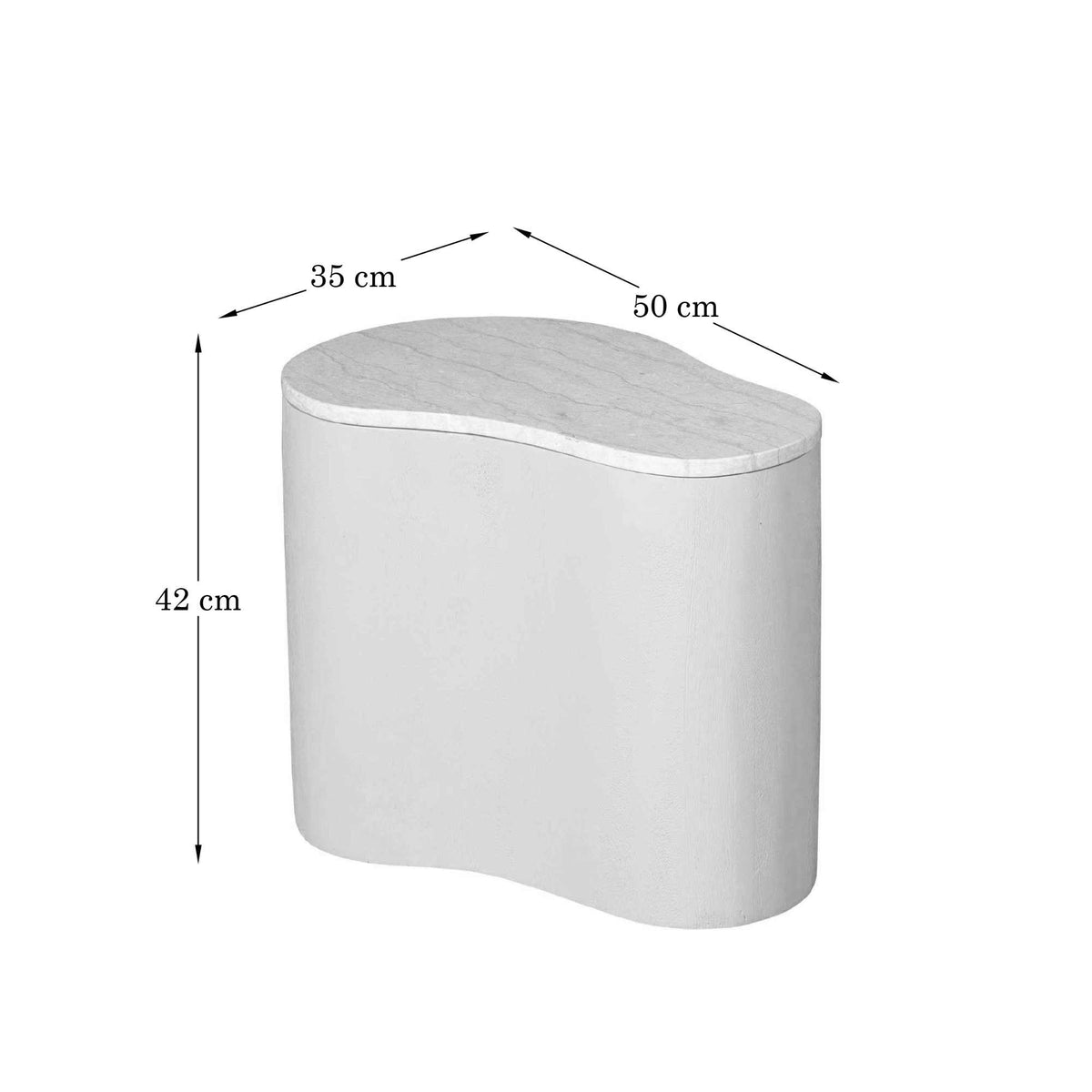 Salontafel Lovi bruin mangohout 50 cm, maatvoering met afmetingen
