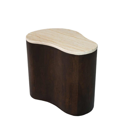 Salontafel Lovi bruin mangohout 50 cm, zijaanzicht op witte achtergrond