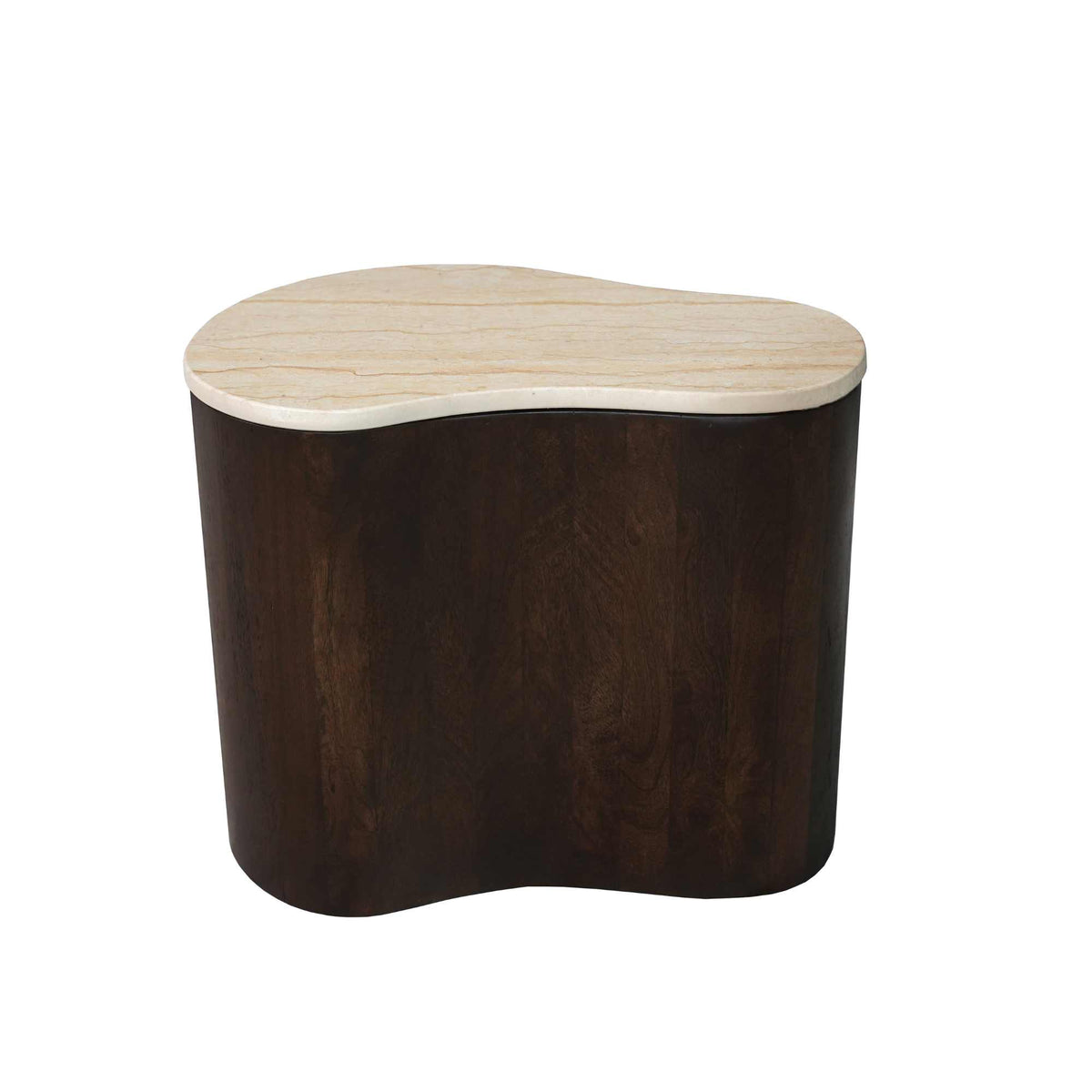 Salontafel Lovi bruin mangohout 50 cm, vooraanzicht op witte achtergrond