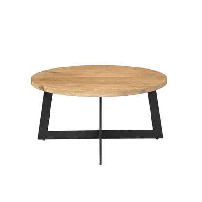 Salontafel Atlanta naturel mangohout, vooraanzicht op witte achtergrond
