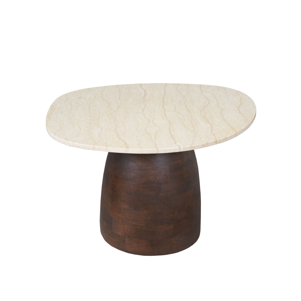 Salontafel Liv bruin mangohout 80 cm, vooraanzicht op witte achtergrond