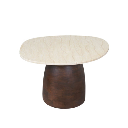 Salontafel Liv bruin mangohout 80 cm, vooraanzicht op witte achtergrond