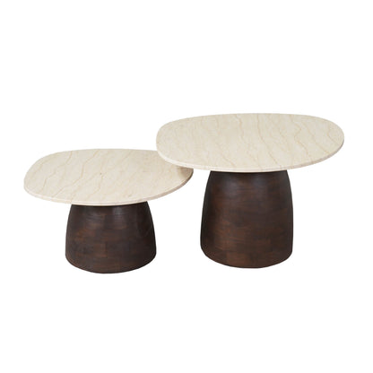 Salontafel Liv bruin mangohout 80 cm, vooraanzicht op witte achtergrond