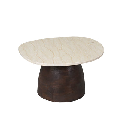 Salontafel Liv bruin mangohout 70 cm, vooraanzicht op witte achtergrond
