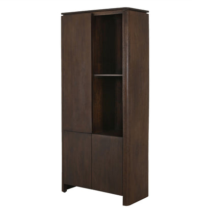 Vakkenkast Dallas Bruin Mangohout 90 cm — Zijaanzicht - witfoto