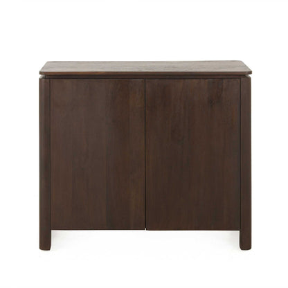 Dressoir Dallas bruin mangohout 100 cm, vooraanzicht op witte achtergrond
