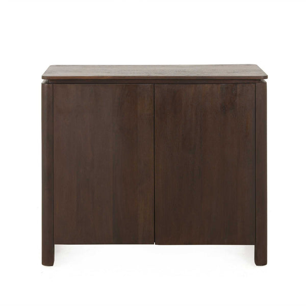 Dressoir Dallas bruin mangohout 100 cm, vooraanzicht op witte achtergrond