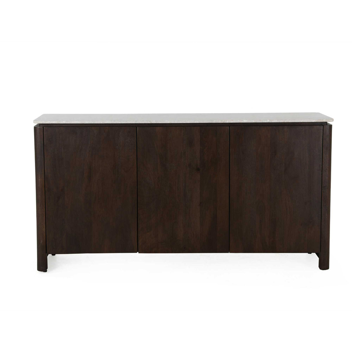 Dressoir Dallas bruin mangohout 165 cm, vooraanzicht op witte achtergrond