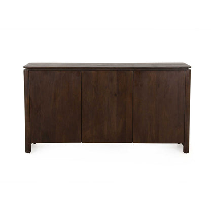 Dressoir Dallas bruin mangohout 165 cm, vooraanzicht op witte achtergrond