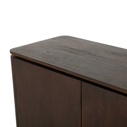 Dressoir Dallas bruin mangohout 210 cm, detail van het materiaal
