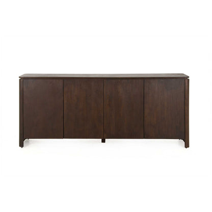 Dressoir Dallas bruin mangohout 210 cm, vooraanzicht op witte achtergrond