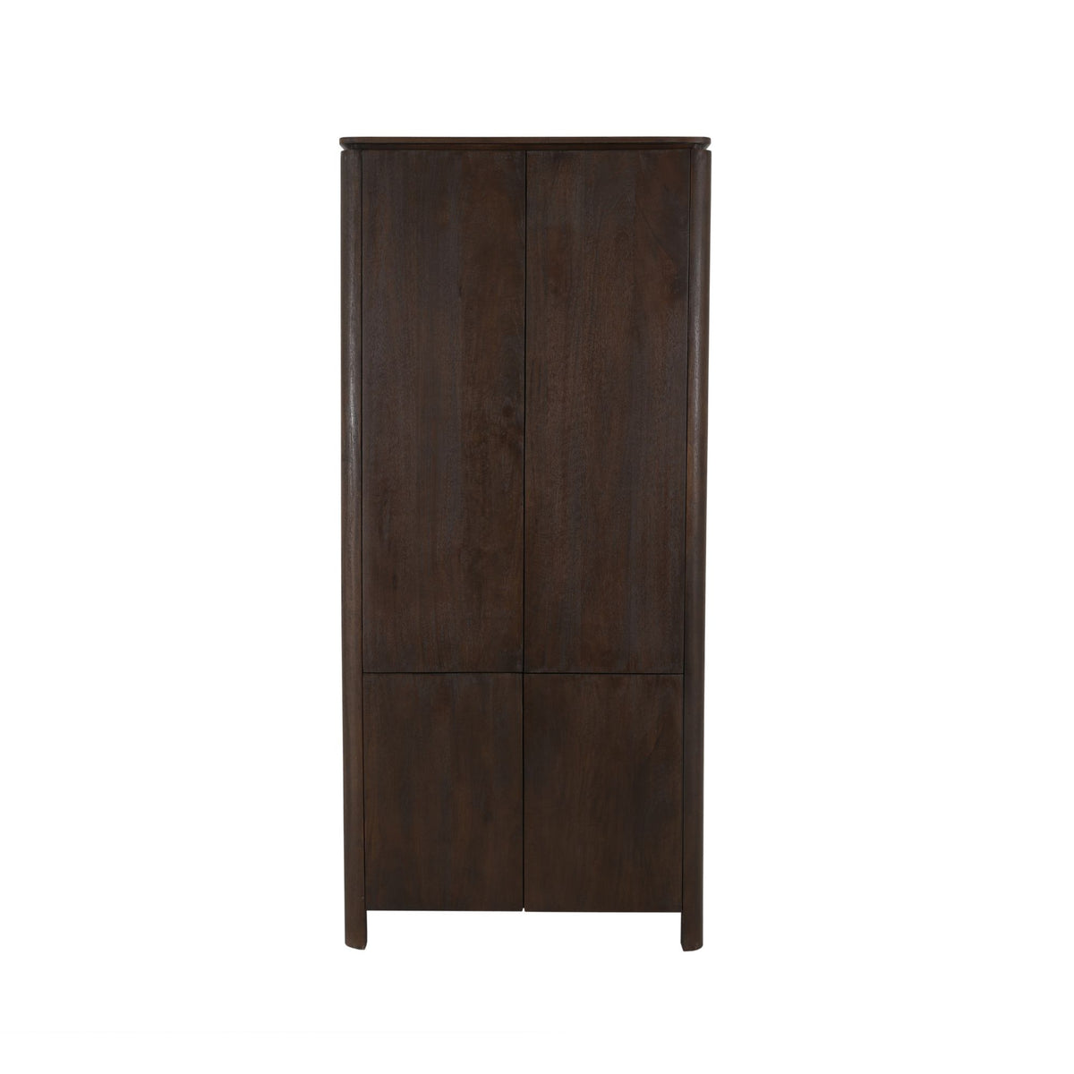 Opbergkast Dallas bruin mangohout 90 cm, vooraanzicht op witte achtergrond