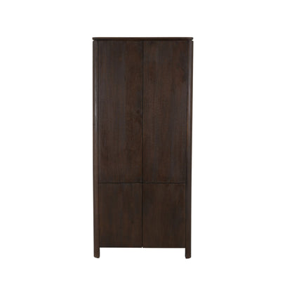 Opbergkast Dallas bruin mangohout 90 cm, vooraanzicht op witte achtergrond