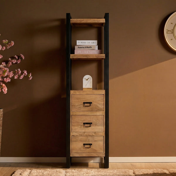 Boekenkast Britt | 3 Lades | Naturel Mangohout