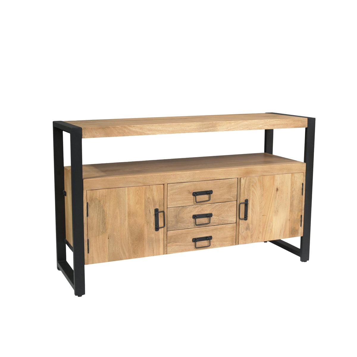 Dressoir Britt | 2 deuren 3 lades | Naturel Mango — Zijaanzicht - witfoto