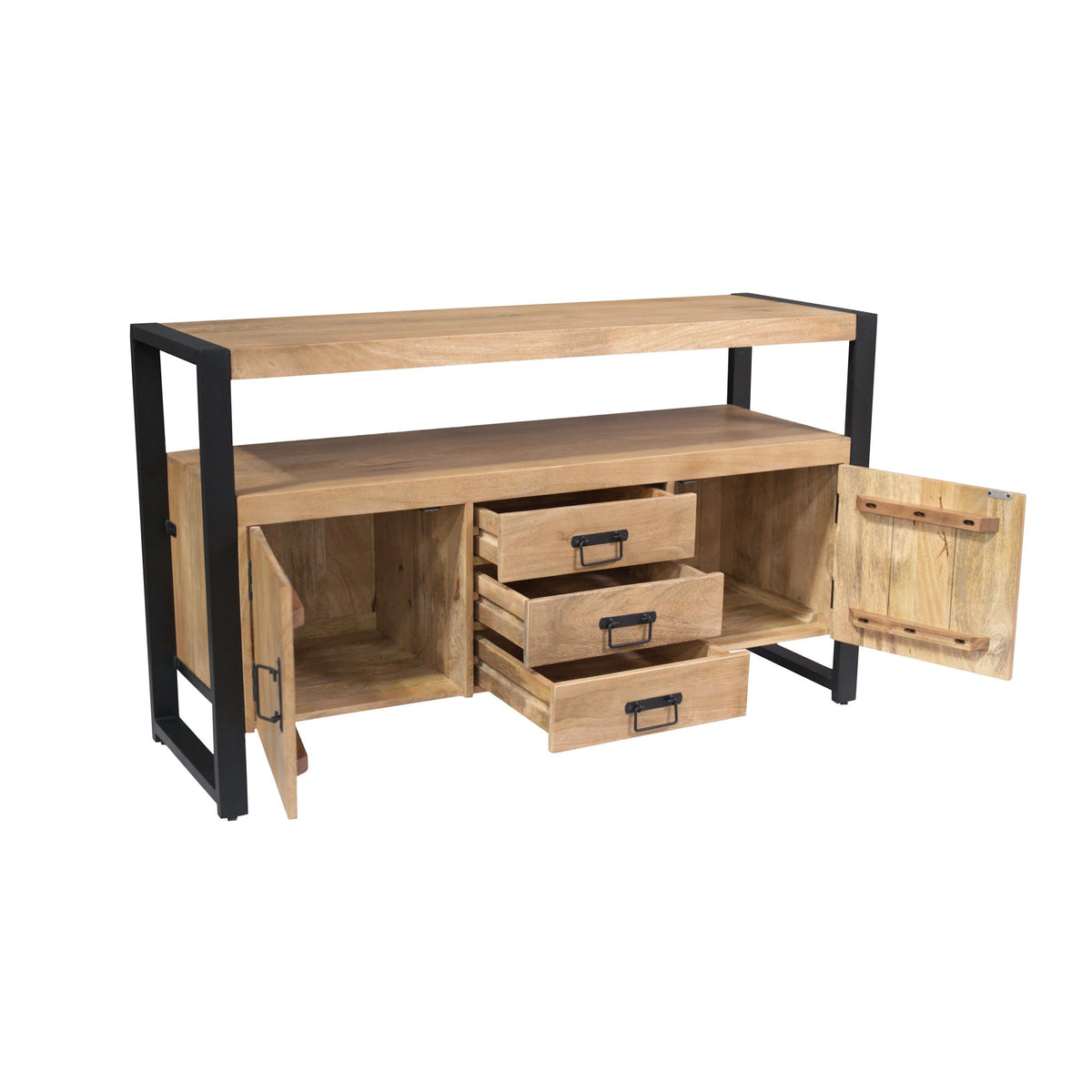 Dressoir Britt | 2 deuren 3 lades | Naturel Mango — Detail