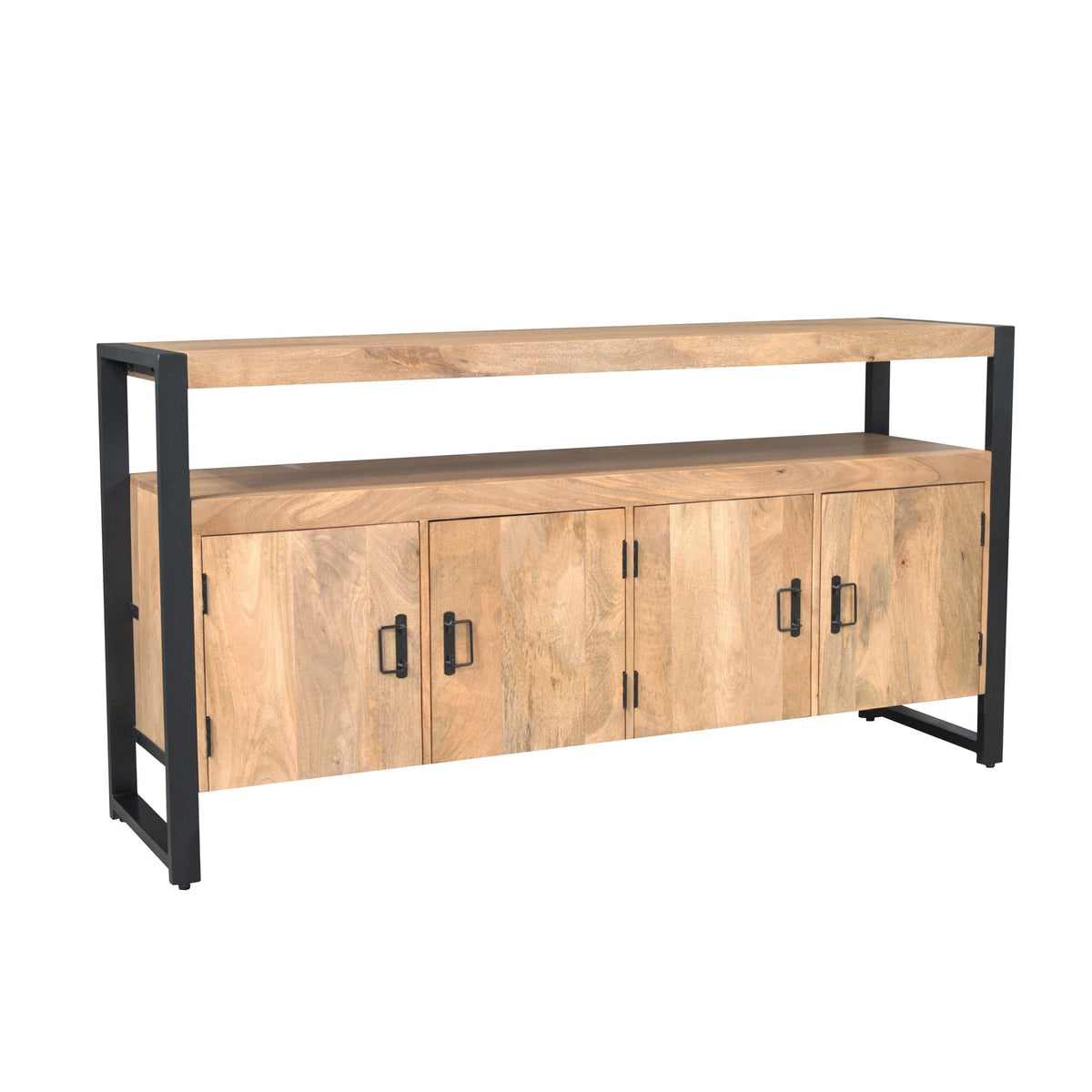Dressoir Britt | 4 Deuren | Naturel Mangohout — Zijaanzicht - witfoto