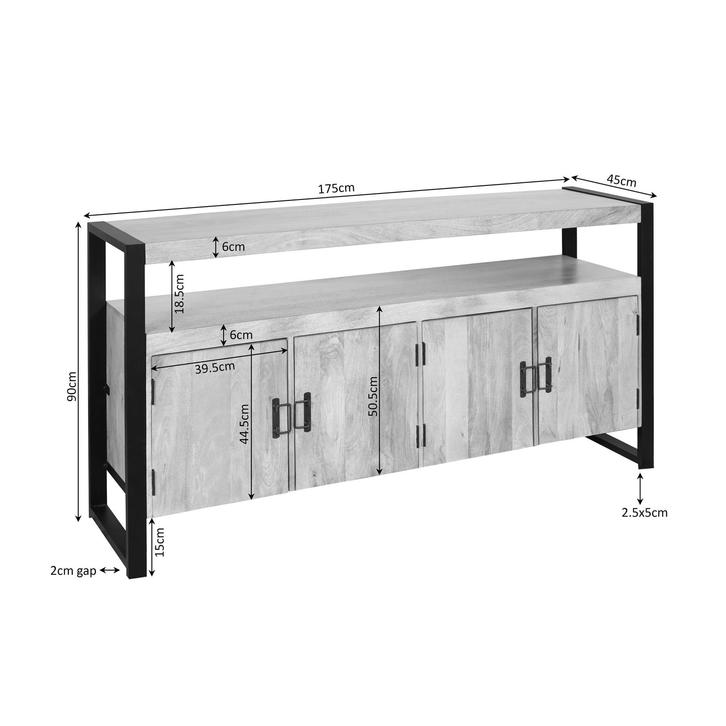 Dressoir Britt | 4 Deuren | Naturel Mangohout