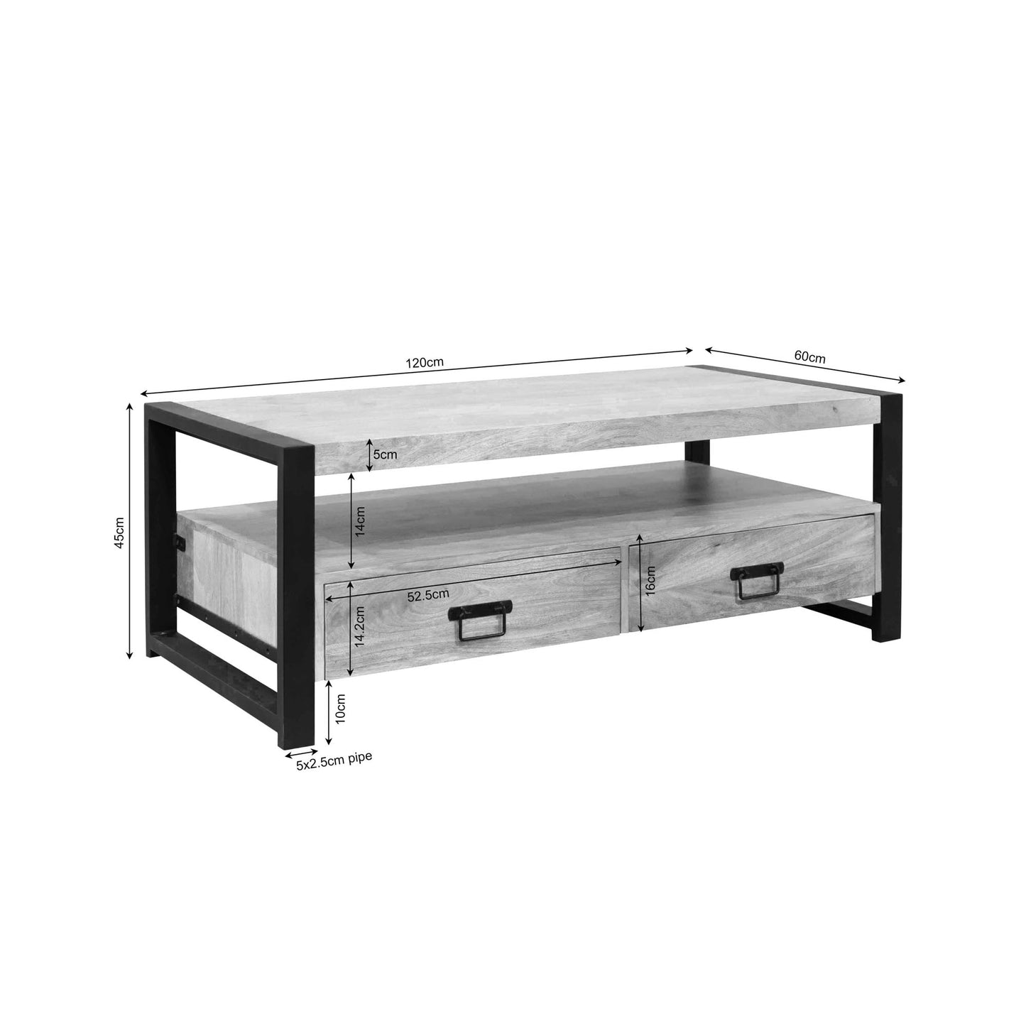 Salontafel Britt | 4 lades | Naturel Mango