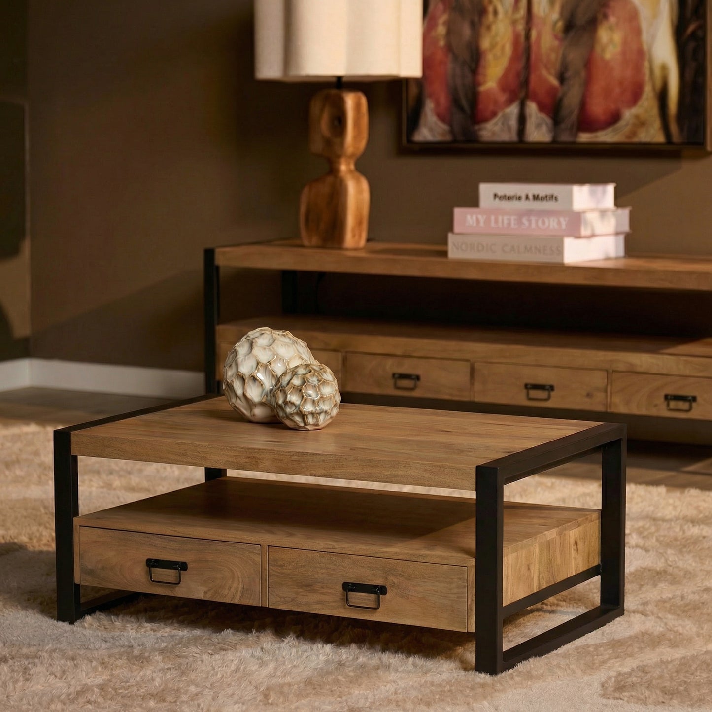 Salontafel Britt | 4 lades | Naturel Mango