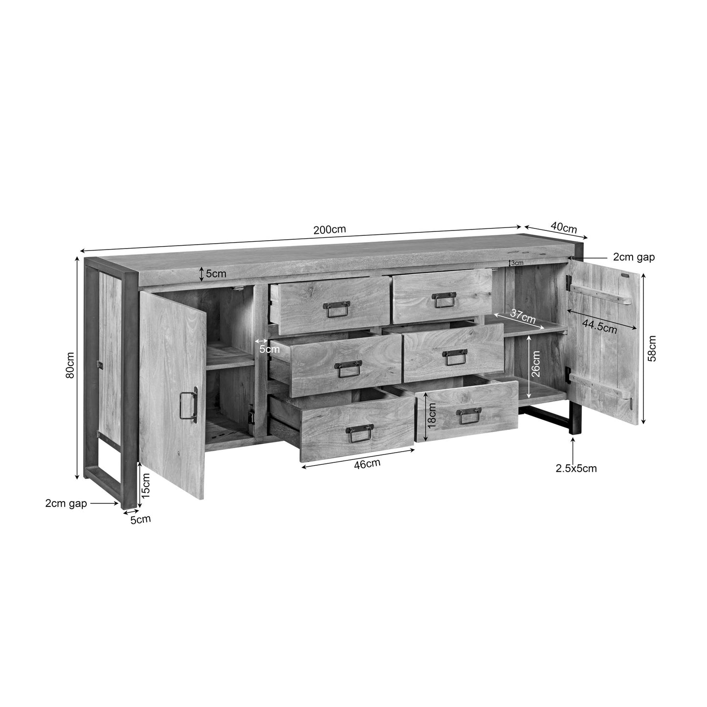 Dressoir Britt Gesloten | Naturel Mango