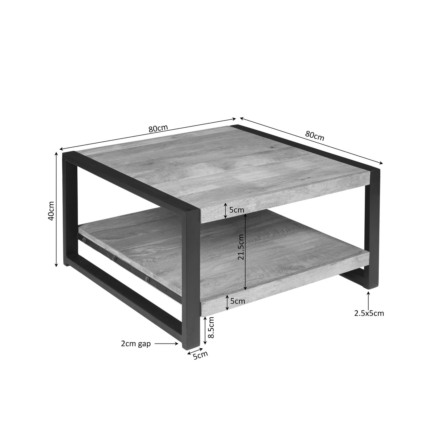Salontafel Britt | Double Square | Naturel Mango