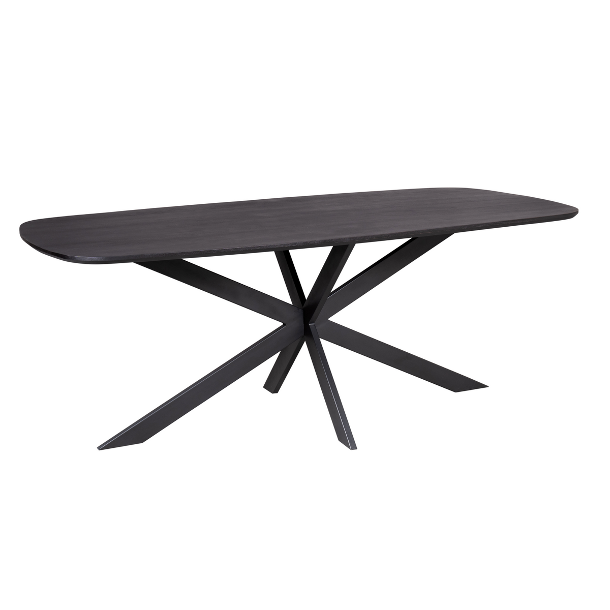 Eettafel Elegance zwart, schuin vooraanzicht op witte achtergrond