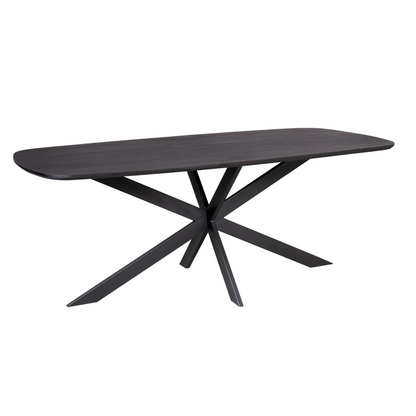 Eettafel Elegance zwart, schuin vooraanzicht op witte achtergrond