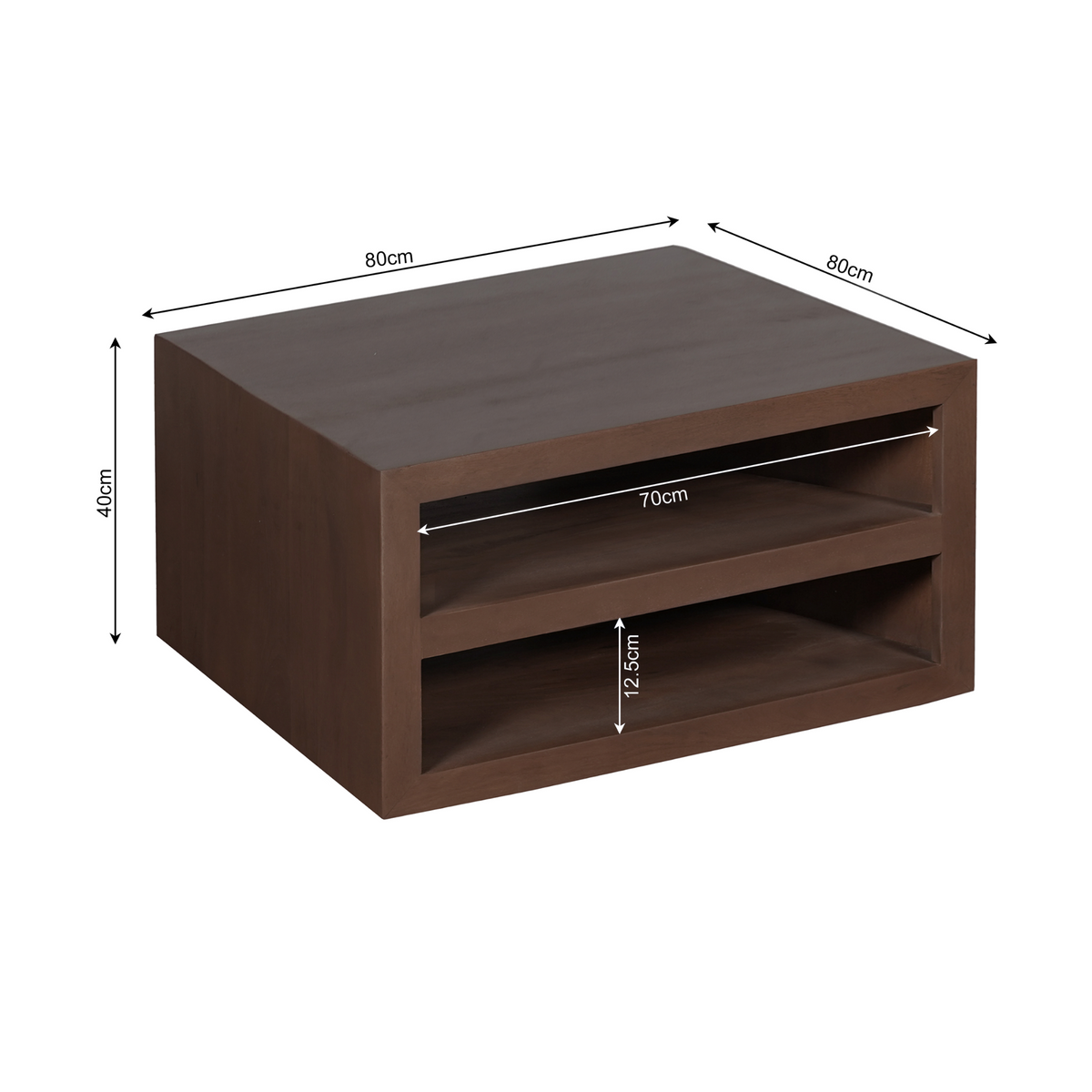 Salontafel Brussel | Walnoot | Vierkant — Maatvoering
