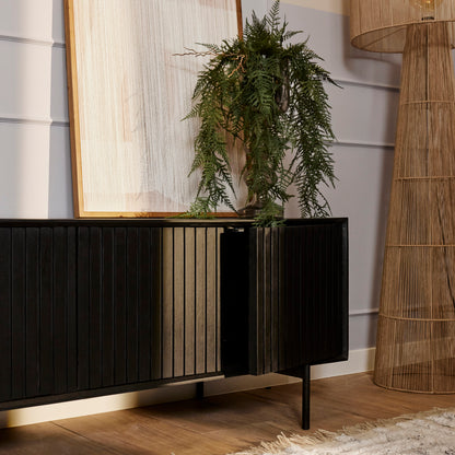 TV-Meubel Madison | Zwart Mangohout — Zijaanzicht - sfeer