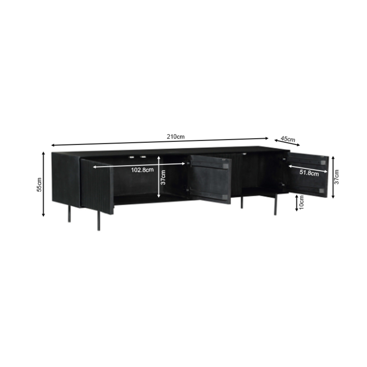 TV-Meubel Madison | Zwart Mangohout
