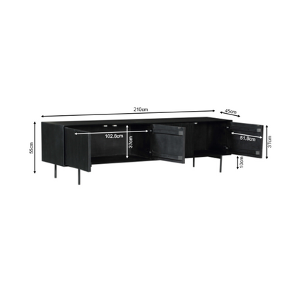 TV-Meubel Madison | Zwart Mangohout