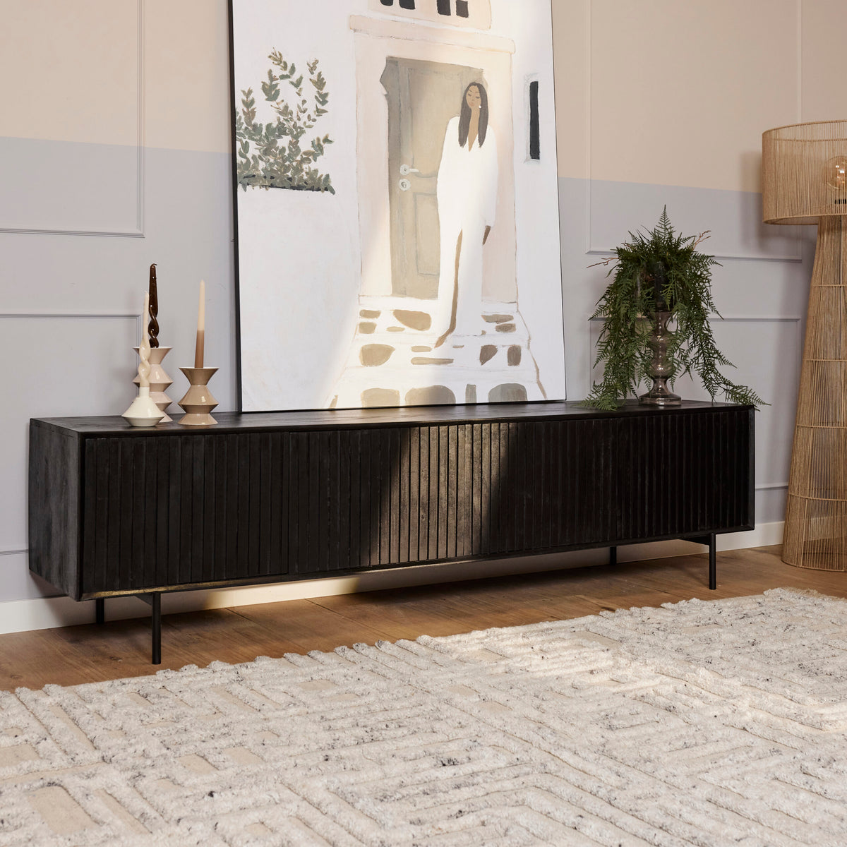 TV-Meubel Madison | Zwart Mangohout