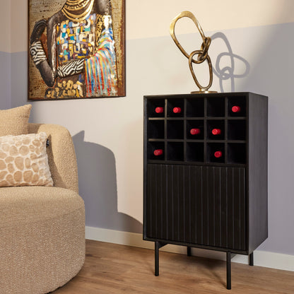 Wijnkast Madison | Zwart Mangohout