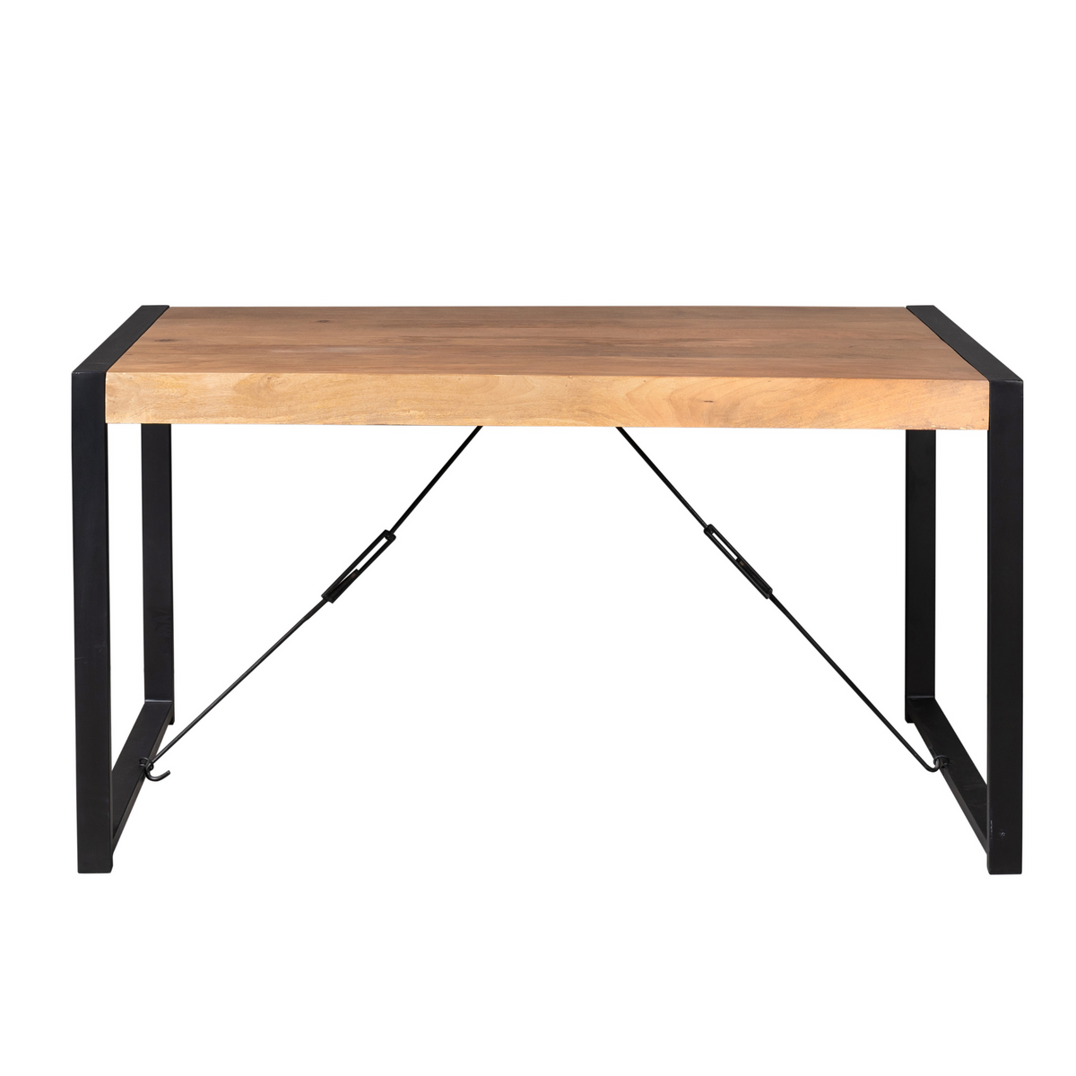 Eettafel Britt | Warm Mangohout | Uitlopend — Zijaanzicht - witfoto