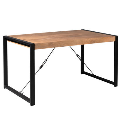 Eettafel Britt | Warm Mangohout | Uitlopend — Zijaanzicht - witfoto