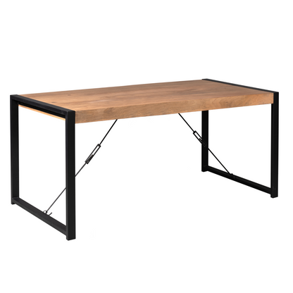 Eettafel Britt | Warm Mangohout | Uitlopend — Zijaanzicht - witfoto