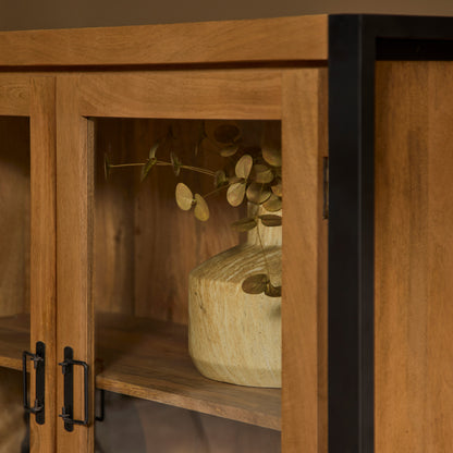 Vitrinekast Britt | 115 cm | Naturel Mangohout | NIEUW