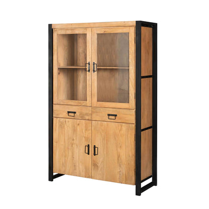 Vitrinekast Britt | 115 cm | Naturel Mangohout | NIEUW