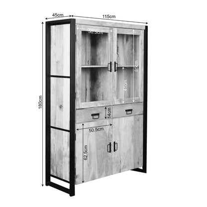 Vitrinekast Britt | 115 cm | Naturel Mangohout | NIEUW