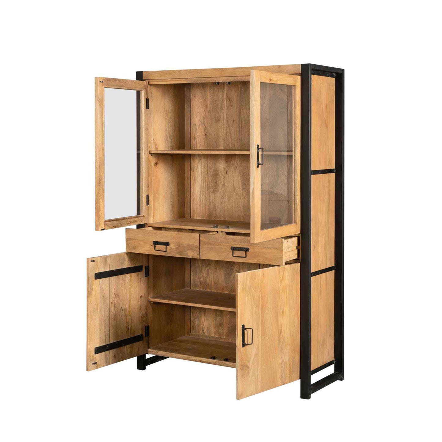 Vitrinekast Britt | 115 cm | Naturel Mangohout | NIEUW